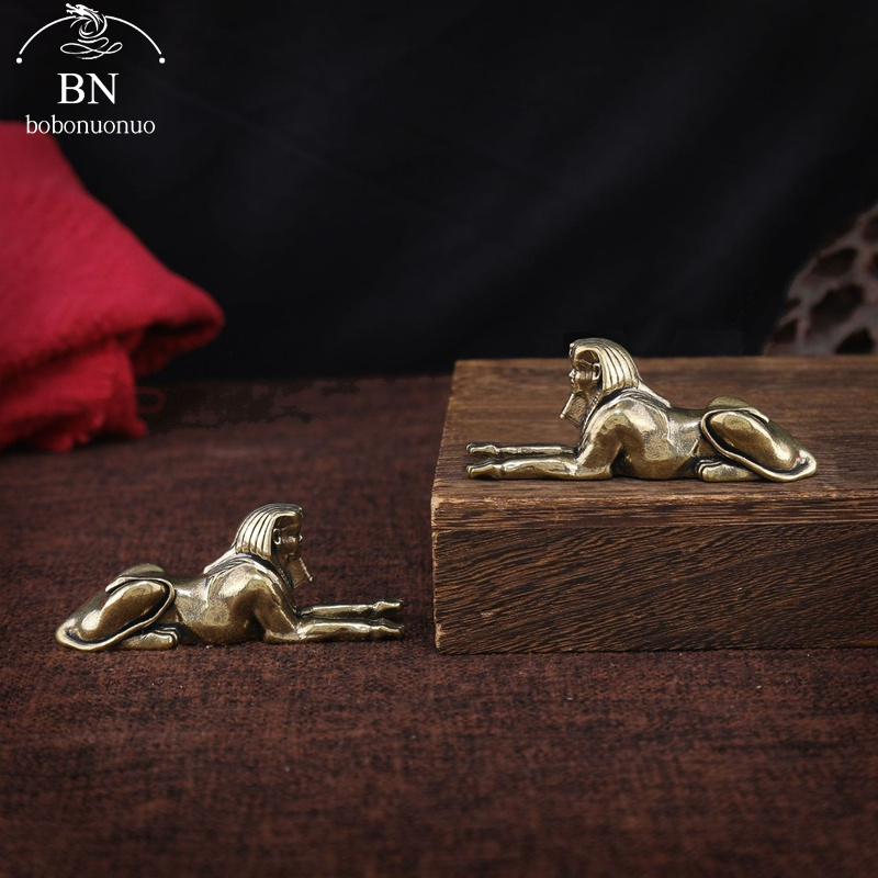 Home Decor Egypt - レトロ銅エジプトスフィンクス像小さな装飾品真鍮ガーディアン像置物デスクトップ装飾家の装飾アクセサリー
