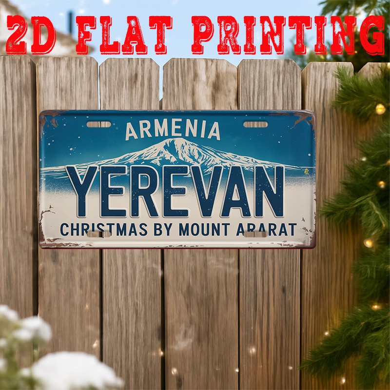 Home Decor Yerevan - AL Sign - ヴィンテージ耐久性のある金属製プラーク壁飾り、エレヴァン・アルメニア・アララト山、クリスマス、ホームオフィス、バー、マンケーブ、ウォールアート