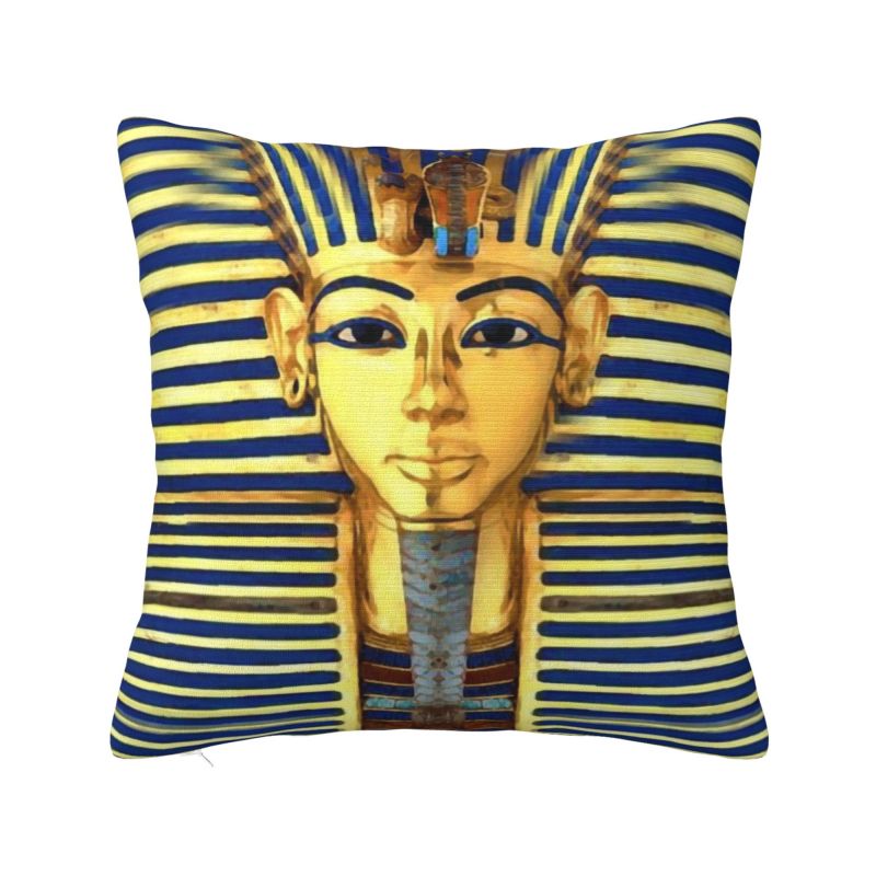 Home Decor Egypt - 高級ファラオ王ツタンカーメンゴールドラピスクッションカバーソフトエジプトエジプト風スローピローケース車用正方形枕カバーホームデコレーション