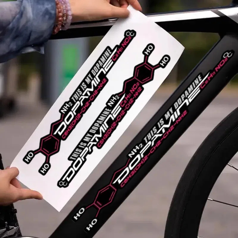 Home Decor Dopamine - 2 個のドーパミン分子サイクリングフレームステッカー - ロードバイク装飾用車のステッカーロングストリップスクラッチカバーステッカー