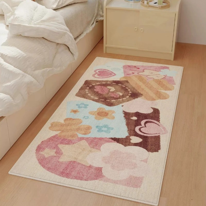 Home Decor Dopamine - VIKAMA ドーパミンラグ 女の子の寝室用 ソフト滑り止めぬいぐるみ 洗えるかわいいフロアマット装飾