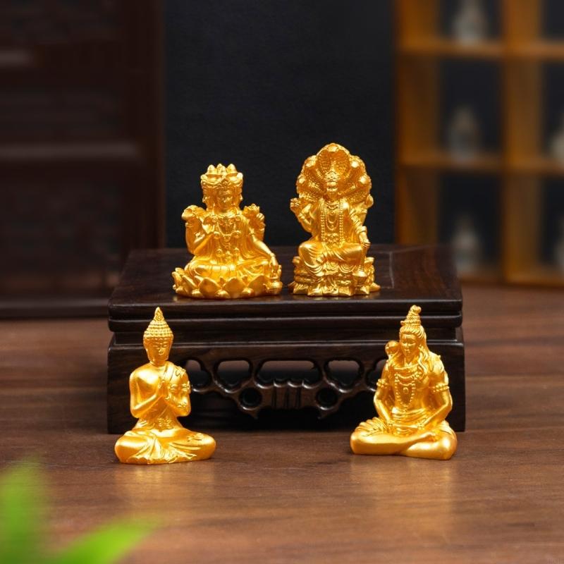 Home Decor Gold - 30 個ミニゴールド仏像バルク小さな樹脂釈迦牟尼置物小さなフィギュア飾りホームオフィス装飾 B03E