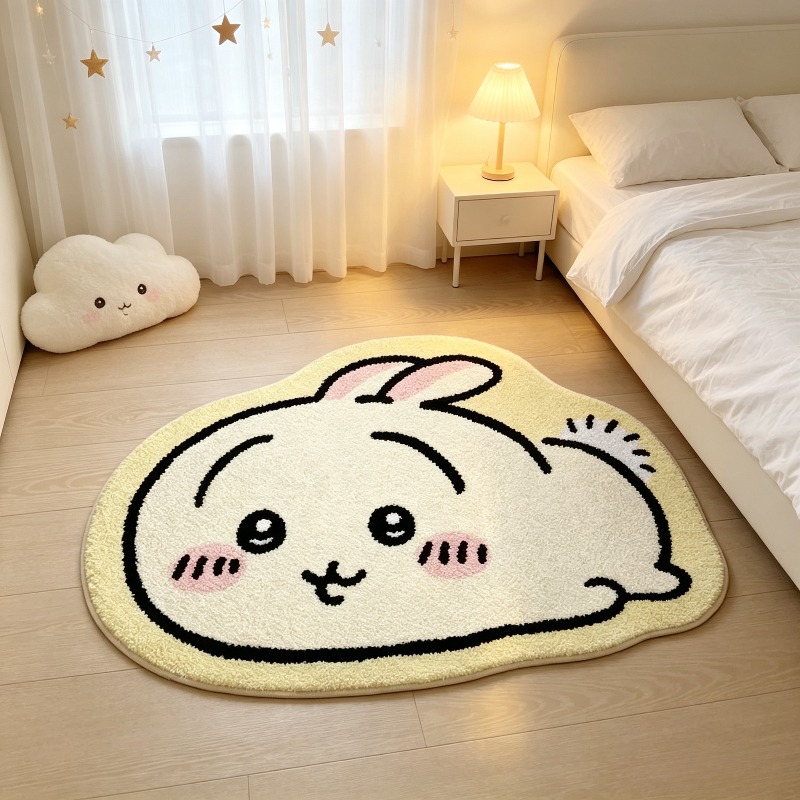 Flooring Home Decor - ちいかわ！！！漫画ラグ アニメ ハチワレウサギ ぬいぐるみフロアマット バスルーム用滑り止めカーペット 車用クッション