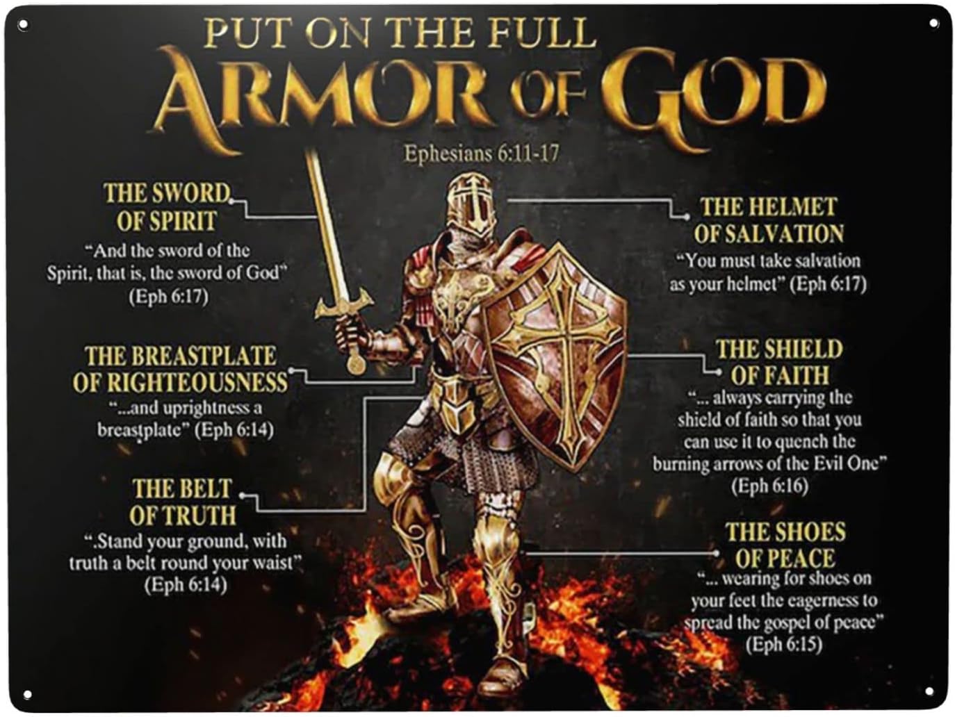 Home Decor Gold - 1p,WZVZGZ ARMOR OF GOD ティンゴールドロゴ 壁飾り