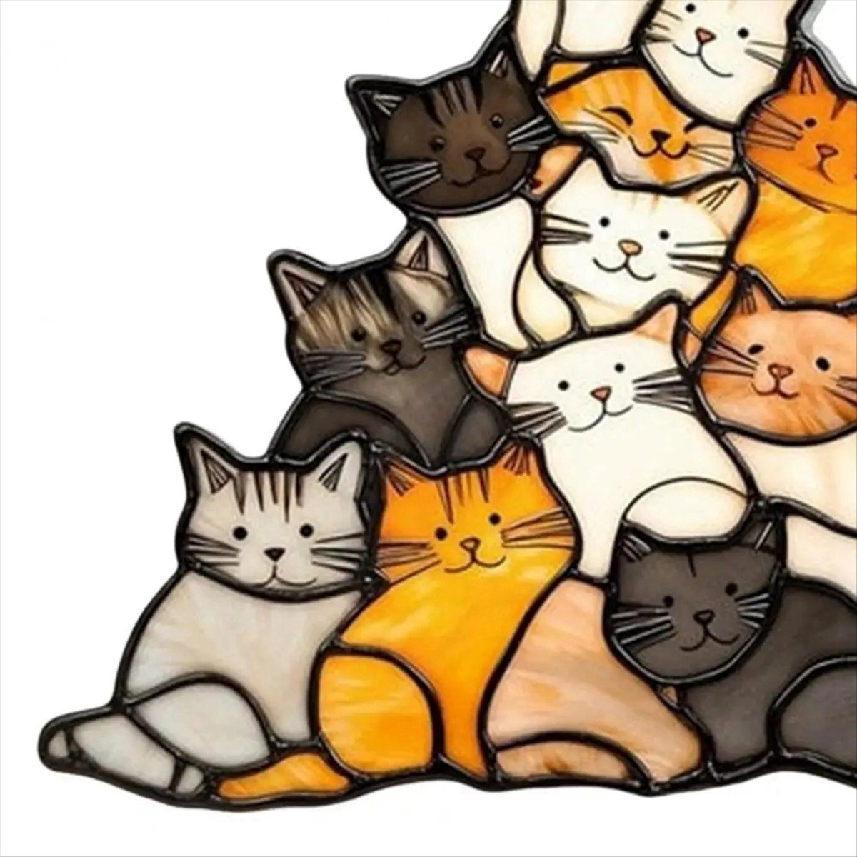 Home Decor Cat - [N84R] 猫のサンキャッチャー アクリル製 積み重ね可能な子猫オーナメント カラフルな装飾 クリスマス