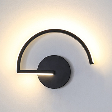 Home Decor Gold - モダンな北欧LEDウォールランプ、ミニマリストブラック幾何学模様の壁掛け照明、寝室ベッドサイド、リビングルームの装飾、クリエイティブなホームライト