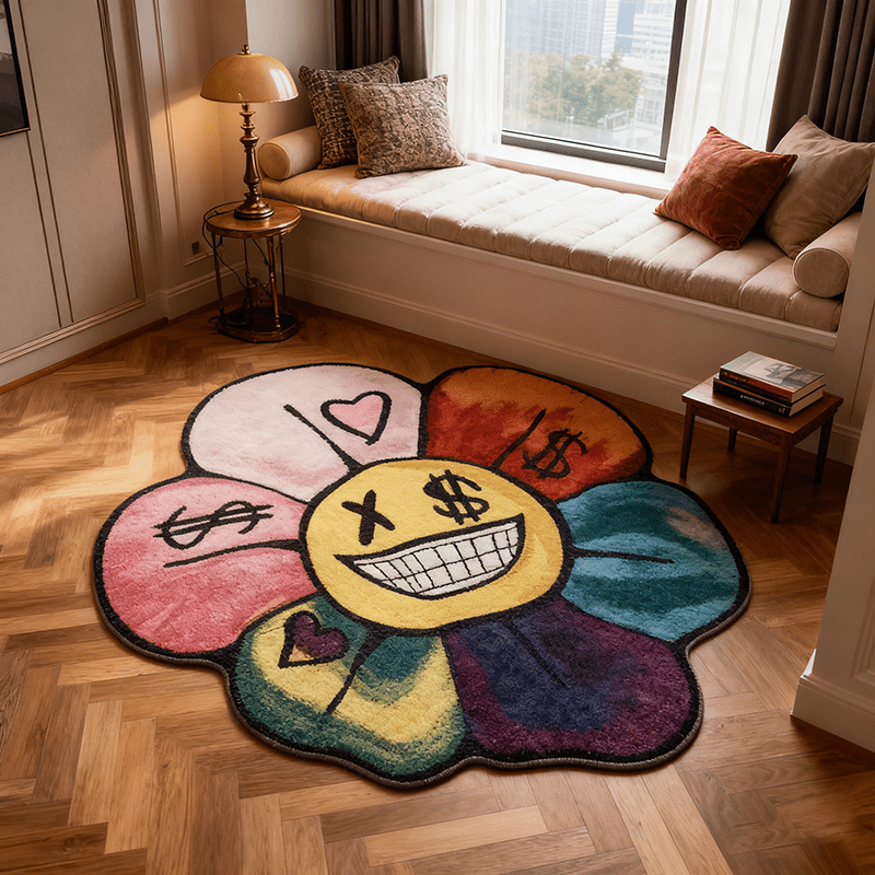 Home Decor Dopamine - VIKAMA カラードーパミンクリエイティブ寝室カーペットリビングルーム寝室快適フットマット浴室吸水マット家の装飾