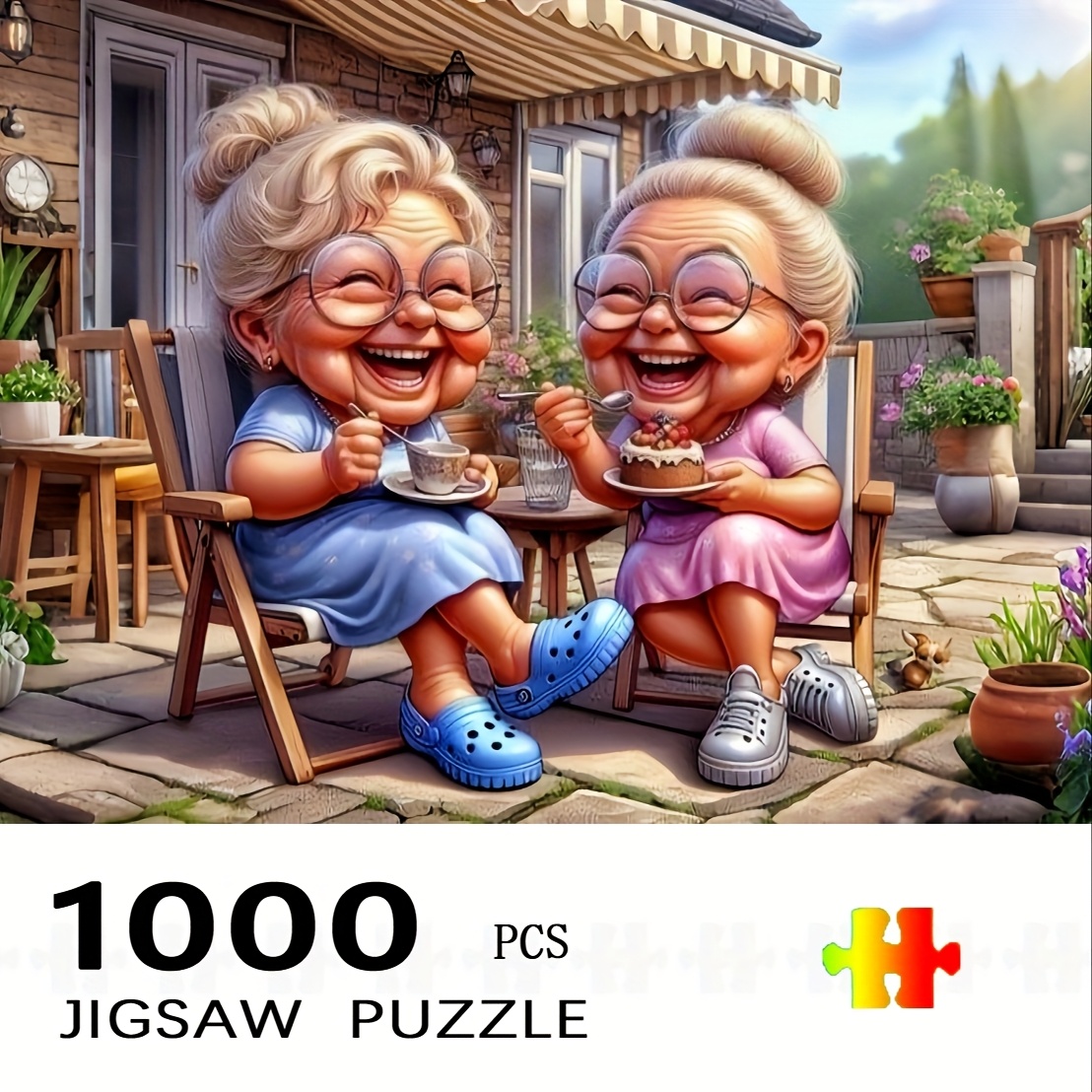Home Decor Game - 1000ピース おばあちゃんのアフタヌーンティー ジグソーパズル - 大人向け大型紙製パズルおもちゃ、家族で楽しめるゲーム、DIYホームデコレーション、チャ