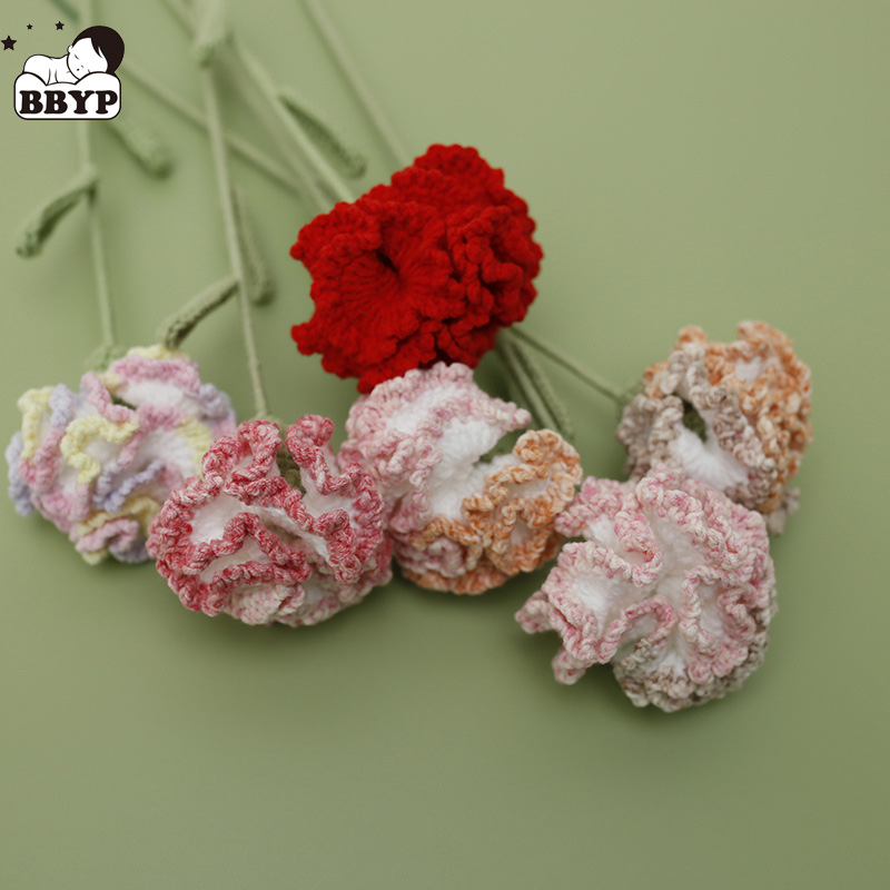 Yarn Home Decor - あみぐるみかぎ針編み糸カーネーション家の装飾ウール手編み花ロウバイ植物人工部屋保育園ホーム Dec