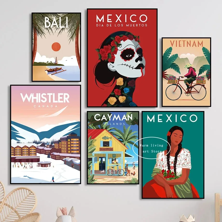 Home Decor Bali - 旅行カナダフィンランドチリマルタモロッコメキシコバリパリポスターキャンバス絵画風景壁アートバーリビングルーム家の装飾