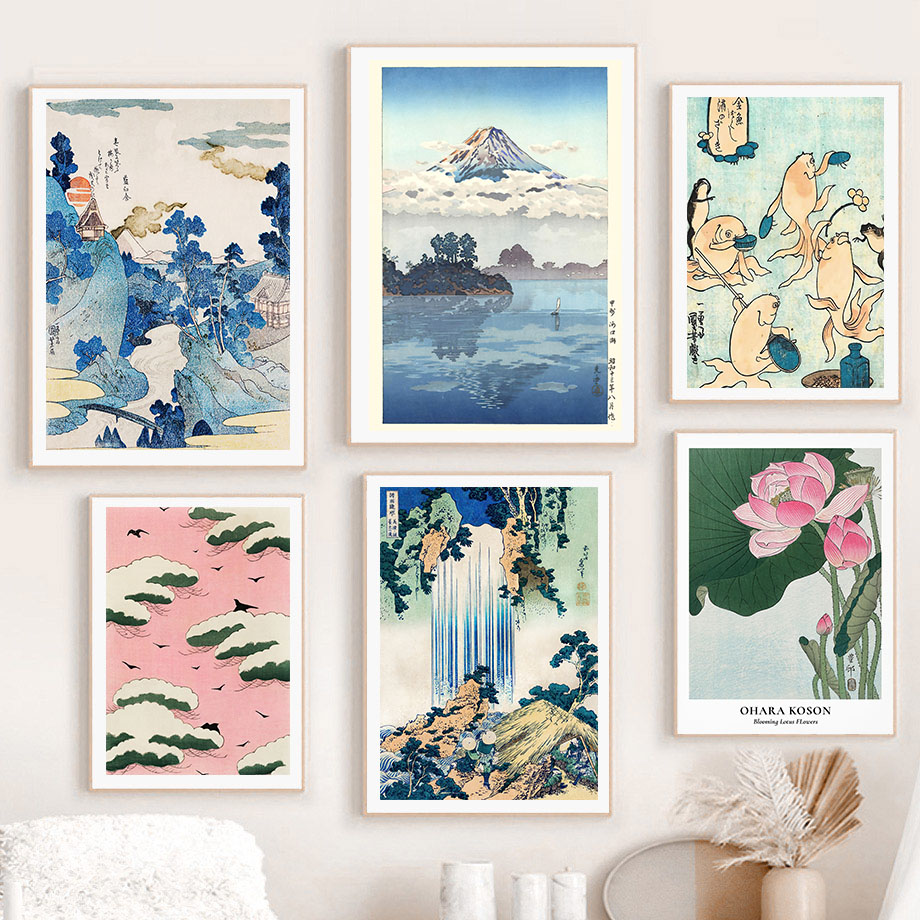 Home Decor Japandi - 北斎大原古松日本アートポスターヴィンテージゲストルームホームバーカフェ装飾家の装飾プリント壁ポスター写真