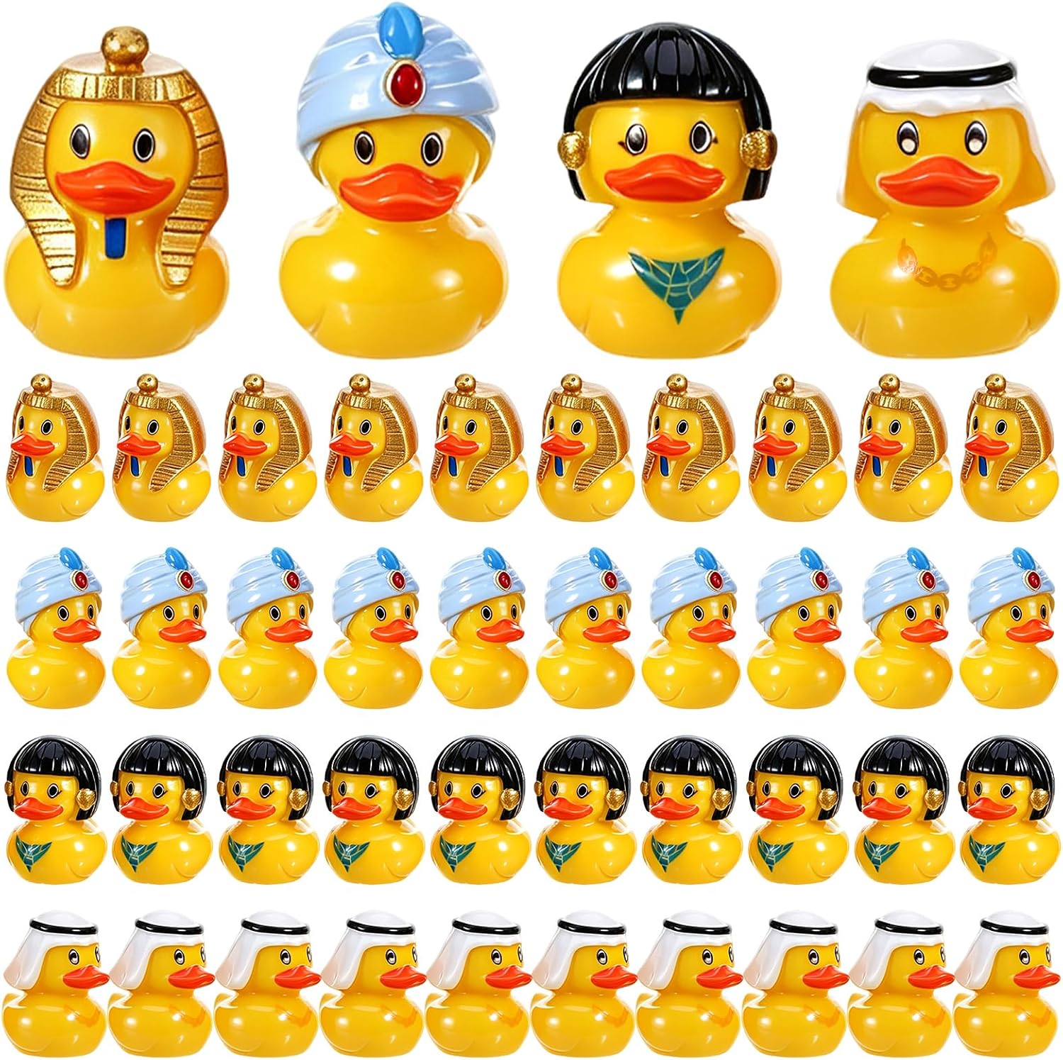 Home Decor Egypt - 20個入りミニ樹脂製エジプト砂漠アヒルフィギュア 4種類 古代エジプトの小さなアヒル像 ホームオフィスのテーブル装飾や景観装飾に