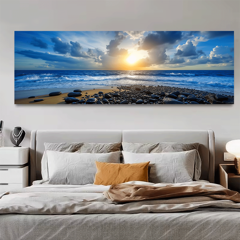 Home Decor Design Interior - 1PC-キャンバスポスター非フレーム化された海の夕日ビーチパノラマ海岸風景アート壁装飾キャンバスプリントホームインテリアデザイン夏