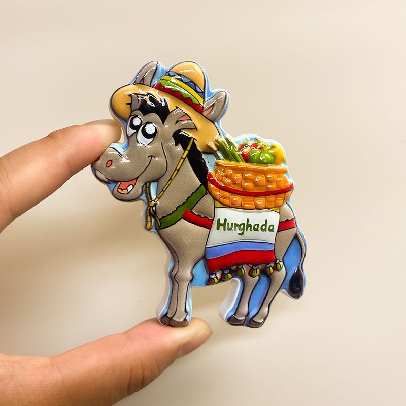 Home Decor Egypt - エジプト ハルガダ ロバ 冷蔵庫マグネット 3D樹脂製 かわいい冷蔵庫用マグネット