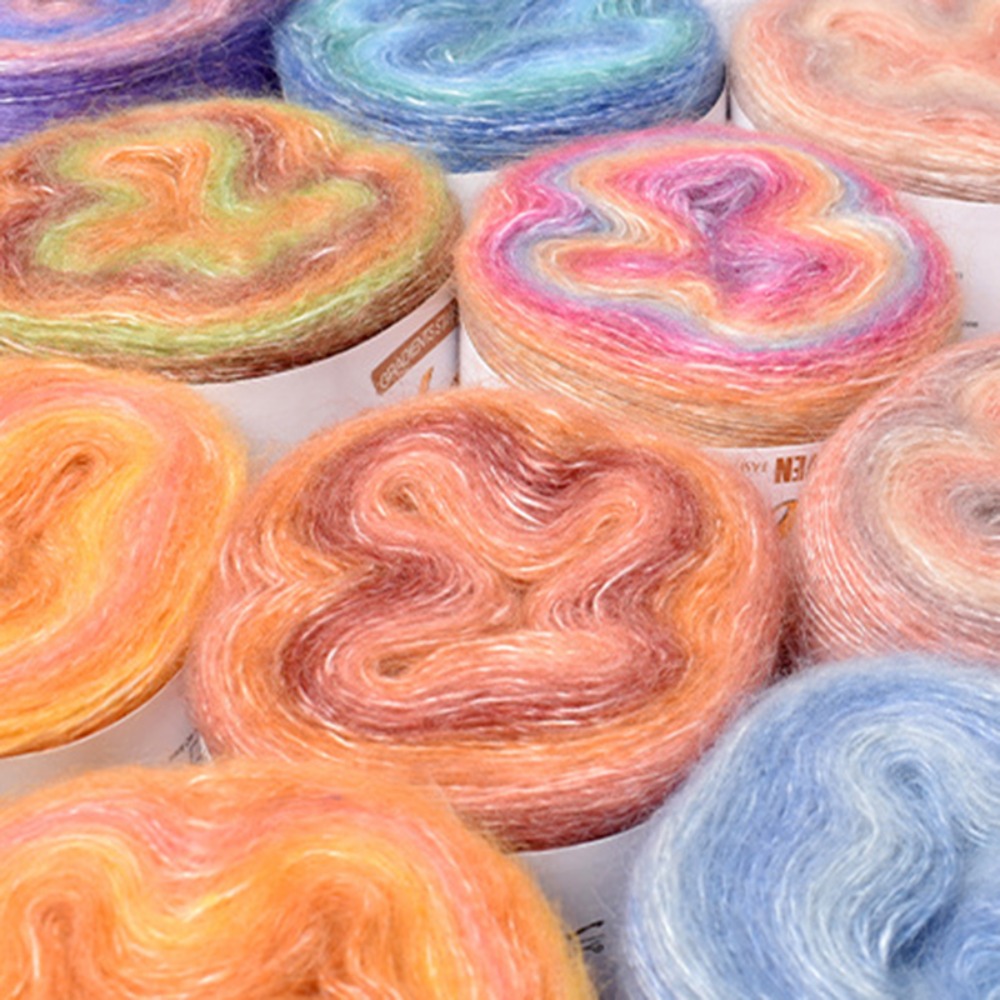 Yarn Home Decor - オーガニックコットンブレンド糸,DIYかぎ針編みスカート,手織り,柔らかなレインボーカラー,グラデーションカラー,ケーキ,春,夏,250m