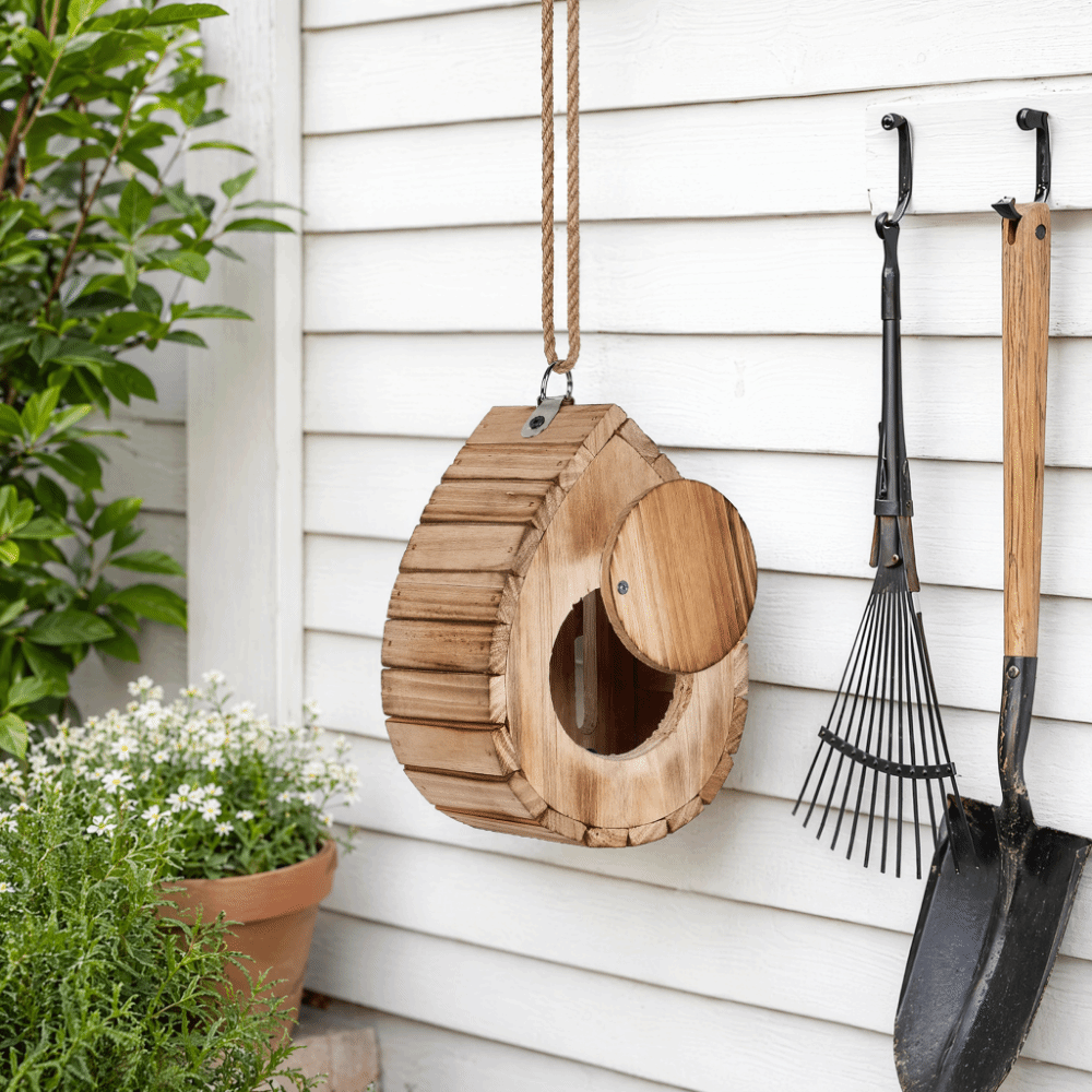 Home Decor Habitat - 家の装飾 木製蝶の家 吊り下げ式 自然な生息地 蝶の餌箱 2in1
