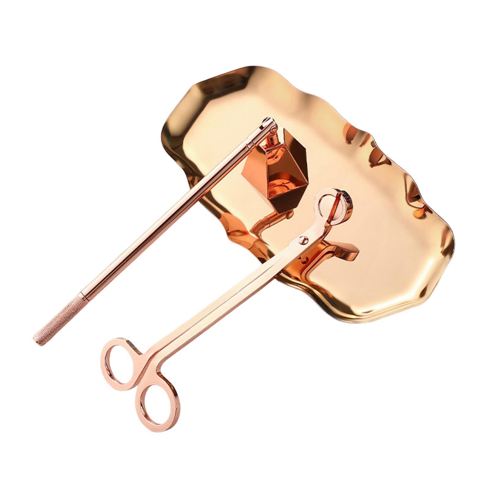 Home Decor Gold - 3 個のキャンドルアクセサリーセット キャンドル消し器 キャンドル芯トリマー トレイ R
