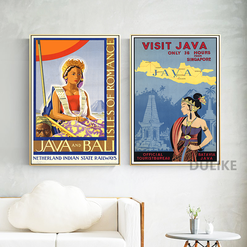 ビ-ヴィンテージキャンバスウォールカートリッジjava,旅行 - Home Decor Bali のレビューと価格
