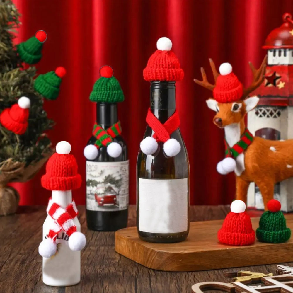 ぬいぐるみ糸の指が付いたミニニット帽,手作りのクリスマスデコ - Yarn Home Decor のレビューと価格