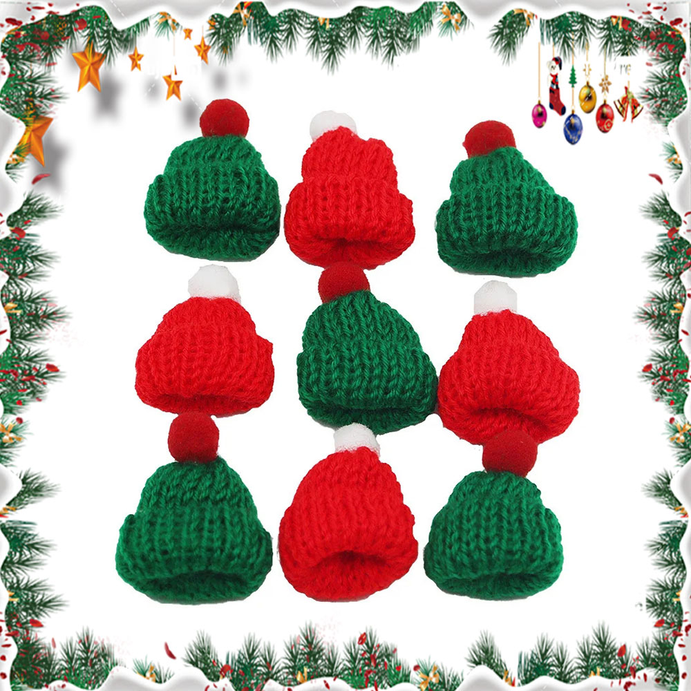 ぬいぐるみ糸の指が付いたミニニット帽,手作りのクリスマスデコ - Yarn Home Decor のレビューと価格