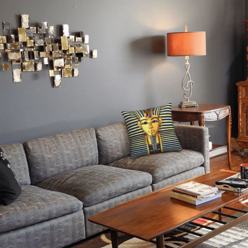 高級ファラオ王ツタンカーメンゴールドラピスクッションカバーソ - Home Decor Egypt のレビューと価格