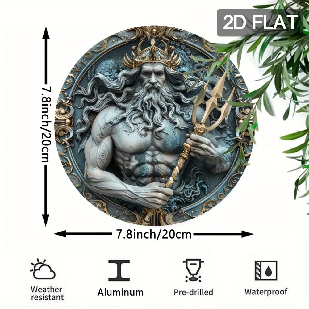2Dフラット、1個2Dフラットポセイドン像ラウンドメタルウォ - Home Decor Design Interior のレビューと価格
