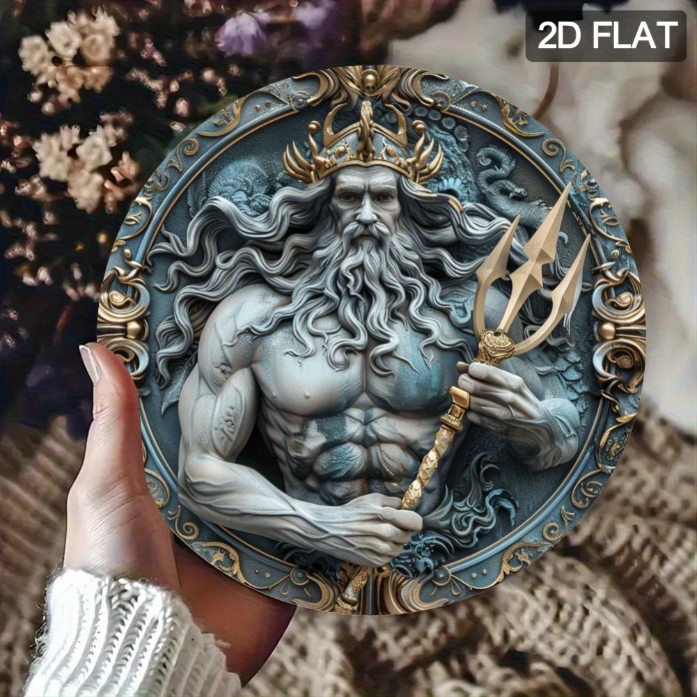 2Dフラット、1個2Dフラットポセイドン像ラウンドメタルウォ - Home Decor Design Interior のレビューと価格