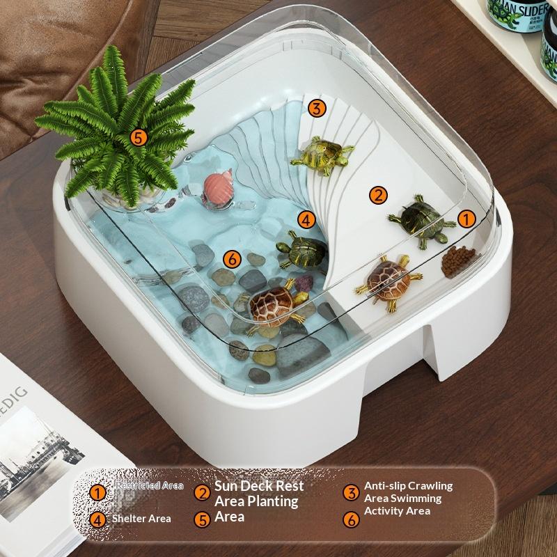 透明なカメ用タンク型生息ボックス、サンプラットフォーム付き、 - Home Decor Habitat のレビューと価格