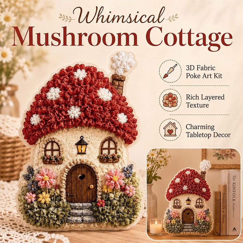 ファンタジーな村の3Dファブリックポケアートキット 花柄キノ - Yarn Home Decor のレビューと価格