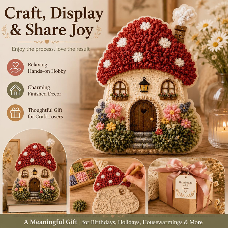 ファンタジーな村の3Dファブリックポケアートキット 花柄キノ - Yarn Home Decor のレビューと価格