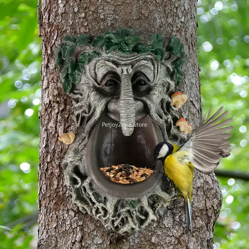 屋外庭園用ツリーフェイス型野鳥用餌入れ、大きな口のキノコ型ツ - Home Decor Tree のレビューと価格