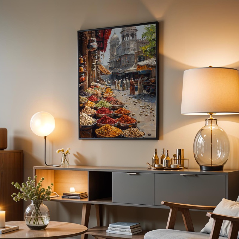 カラチラホールパキスタンストリートマーケット水彩画ベンガル文 - Home Decor Karachi のレビューと価格