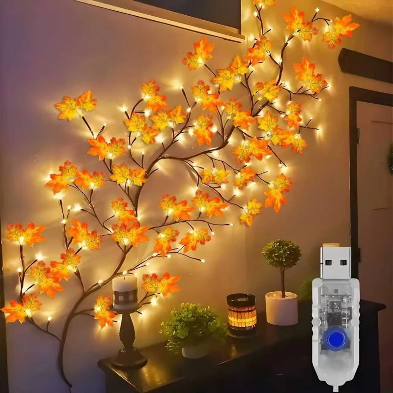 DIYメープルリーフローズペンダントUSB電源式、家庭の壁の - Home Decor Diy のレビューと価格