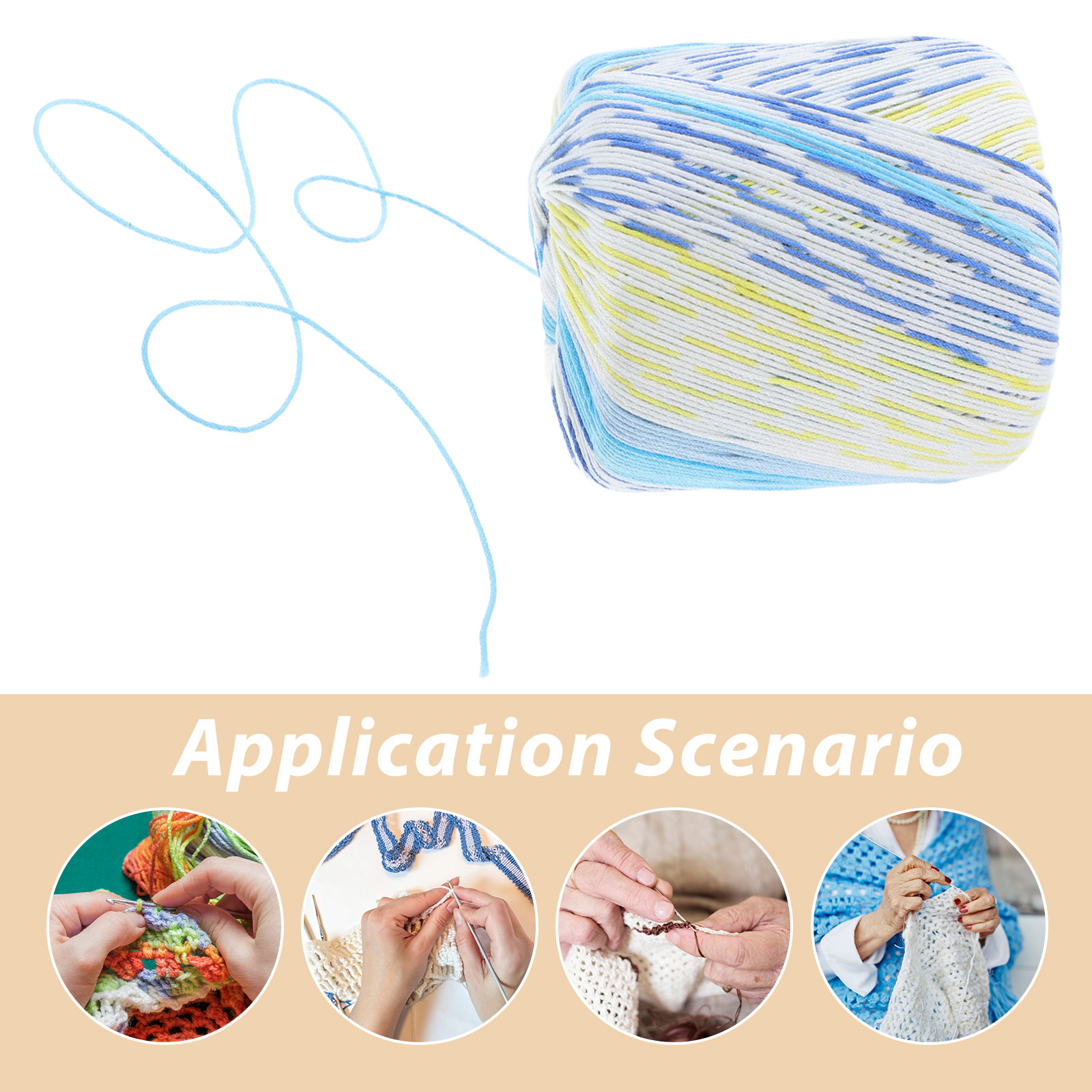 ソフトコットンかぎ針編み糸 1巻 DIY編み物プロジェクト  - Yarn Home Decor のレビューと価格