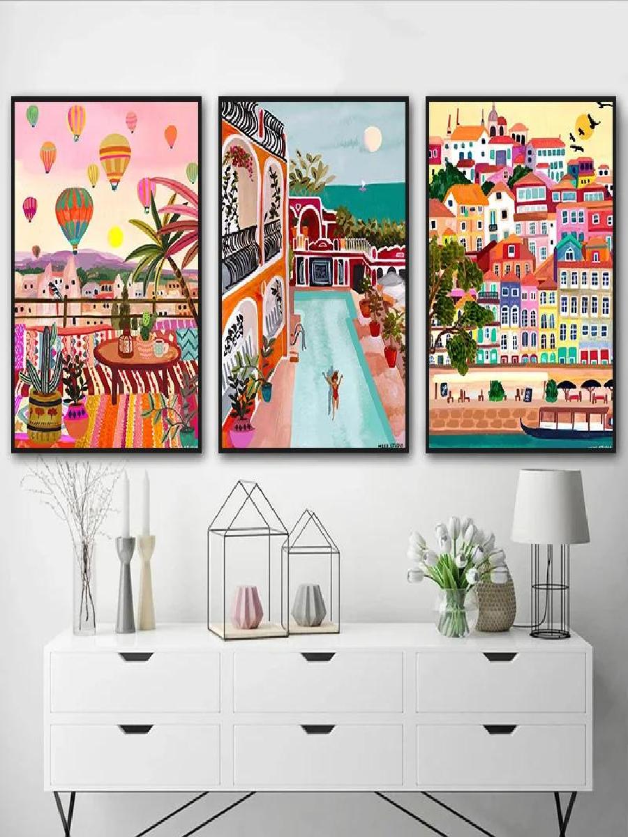 ワールドトラベラー キャンバスアート インド、イタリア、ギリ - Home Decor Bali のレビューと価格
