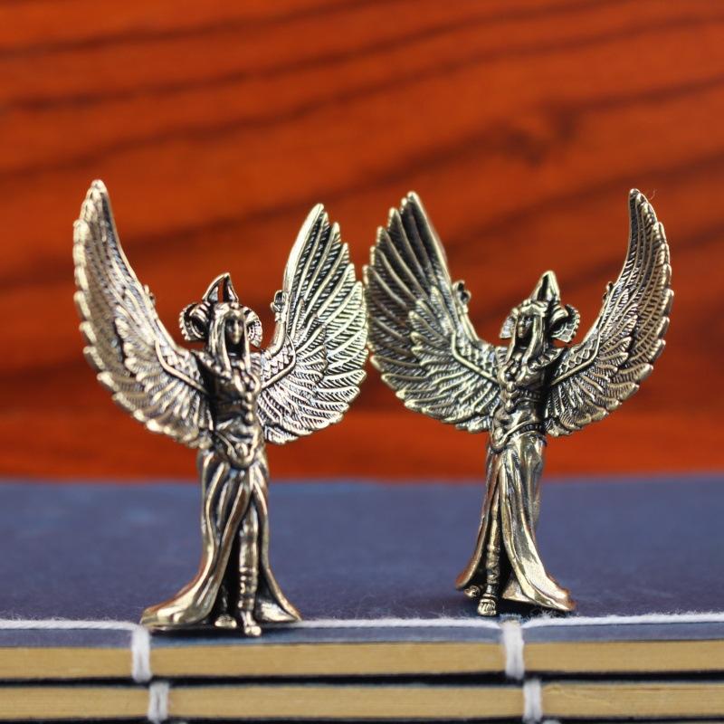 ミニ真鍮製翼を持つ女神像 4.8cm エジプト風置物 デスク - Home Decor Egypt のレビューと価格