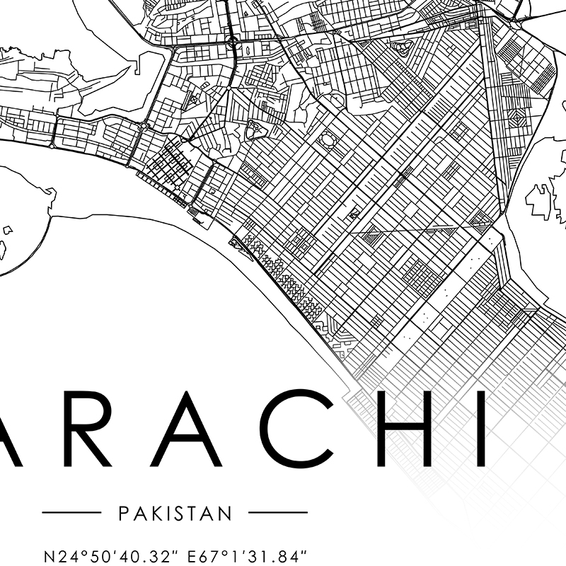 Karachi-家の装飾のための都市地図,壁のポスター - Home Decor Karachi のレビューと価格