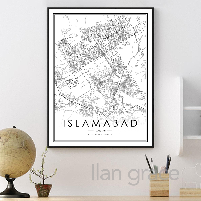 Karachi-家の装飾のための都市地図,壁のポスター - Home Decor Karachi のレビューと価格