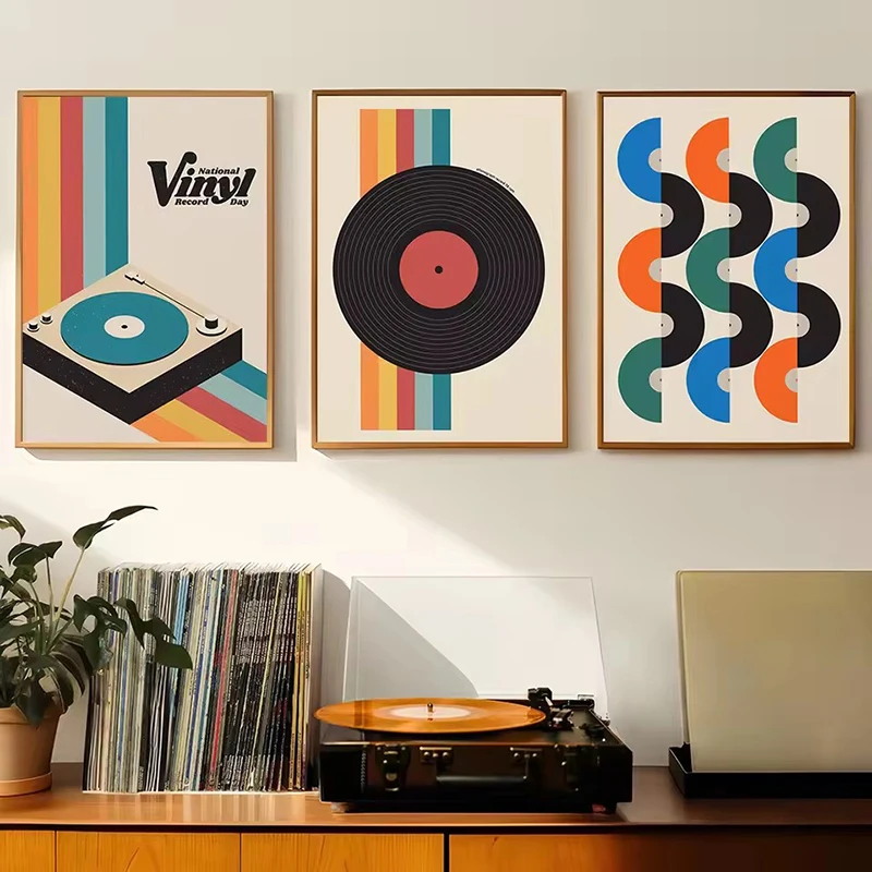 ミッドセンチュリービニールレコードキャンバスウォールアートプ - Home Decor Design Interior のレビューと価格