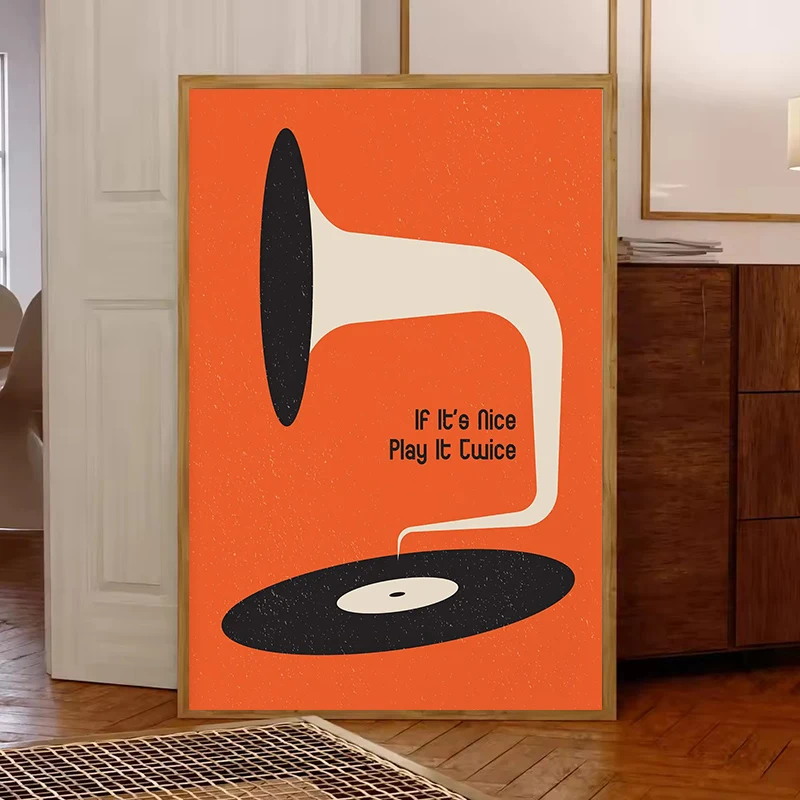ミッドセンチュリービニールレコードキャンバスウォールアートプ - Home Decor Design Interior のレビューと価格