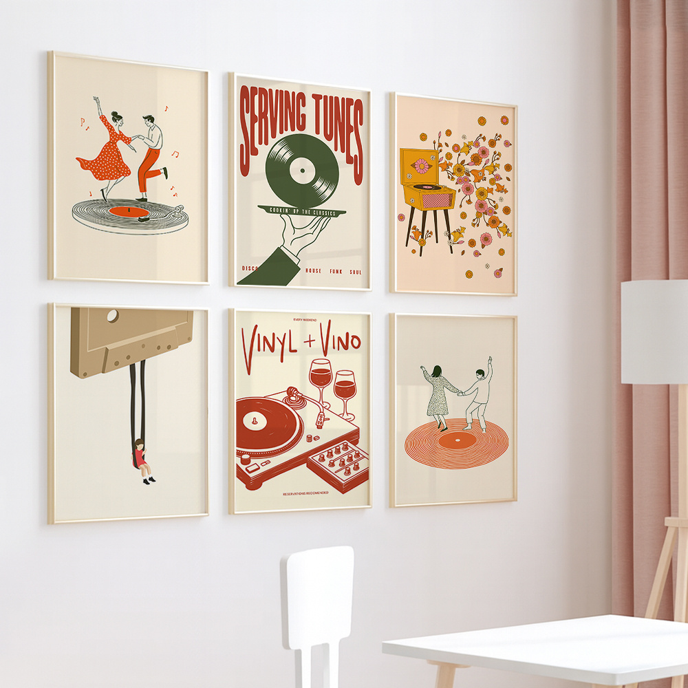 1pc ヴィンテージ音楽キャンバスポスターフレームなしレトロ - Home Decor Design Interior のレビューと価格