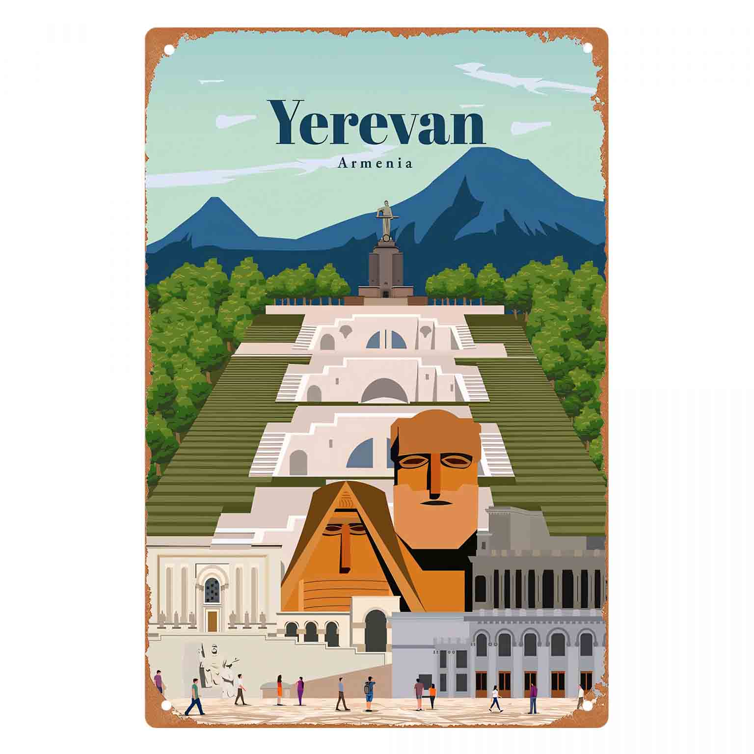 2Dフラット1個入りエレヴァン・アルメニア都市景観メタルウォ - Home Decor Yerevan のレビューと価格