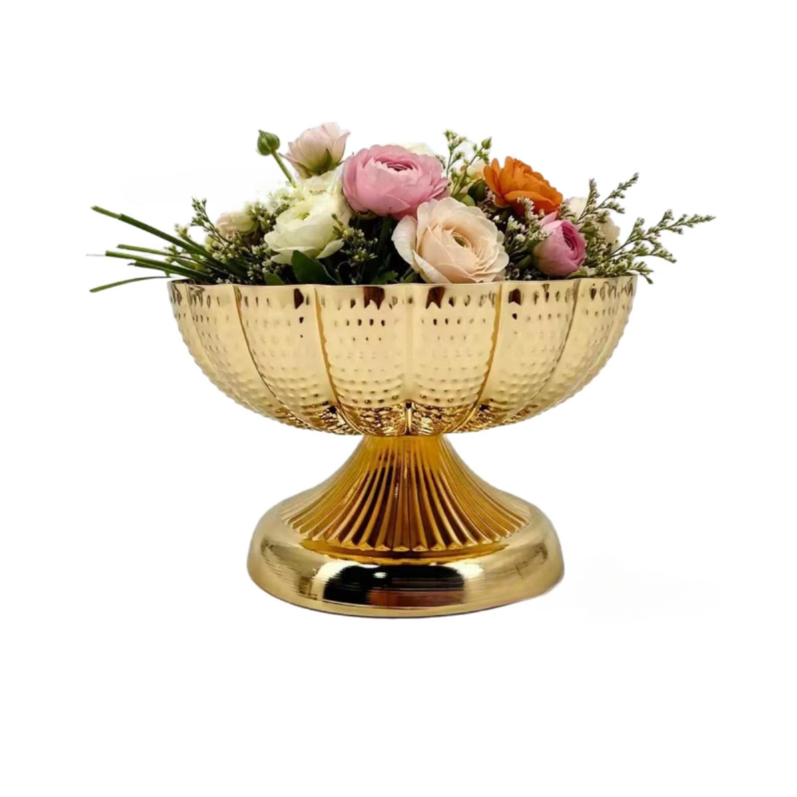装飾的な台座付きボウル、槌目模様のゴールド台座、センターピー - Home Decor Gold のレビューと価格