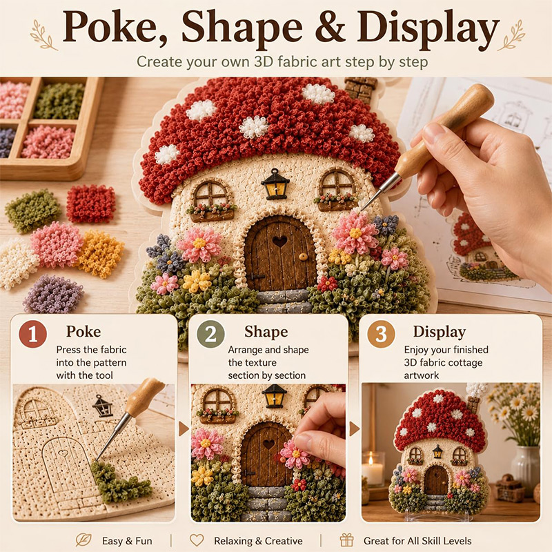 3Dマッシュルームハウス ポケアート DIYキット 布製パン - Home Decor Diy のレビューと価格