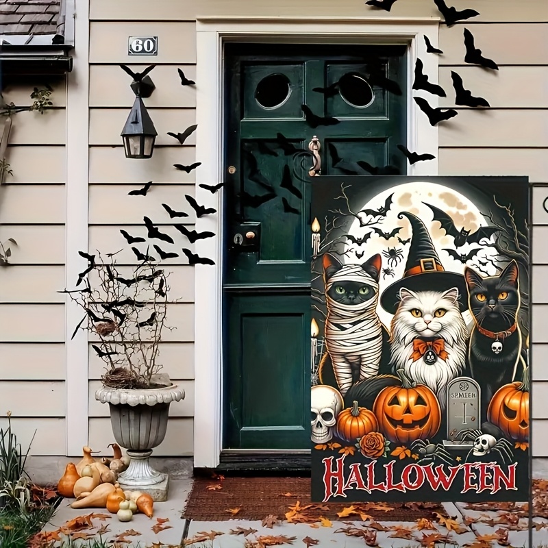 1枚、ハロウィーンガーデンフラッグ、両面印刷、サイズ12x1 - Home Decor Cat のレビューと価格
