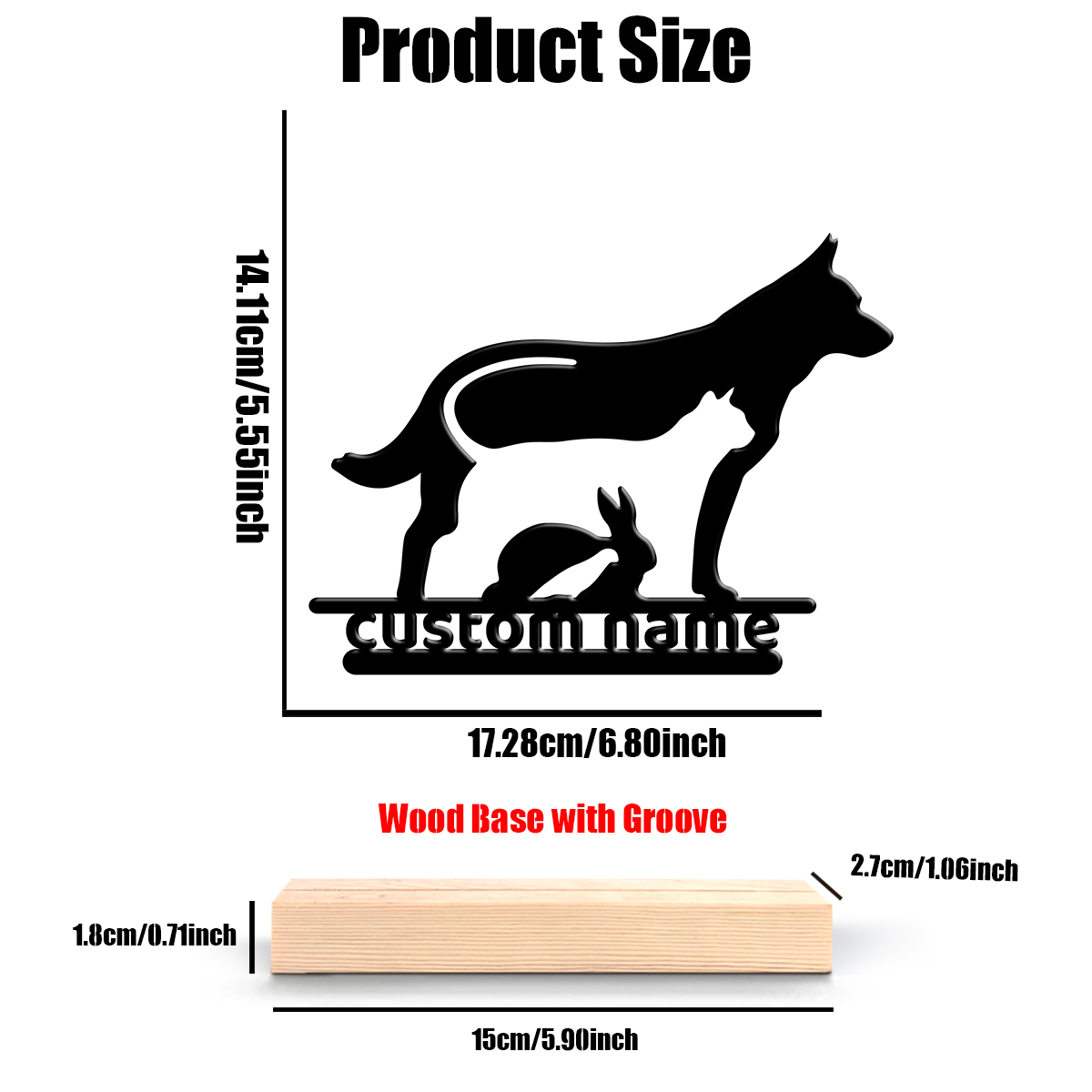 1個入りカスタム犬猫ウサギ木製ベースメタルアートオーナメント - Home Decor Cat のレビューと価格
