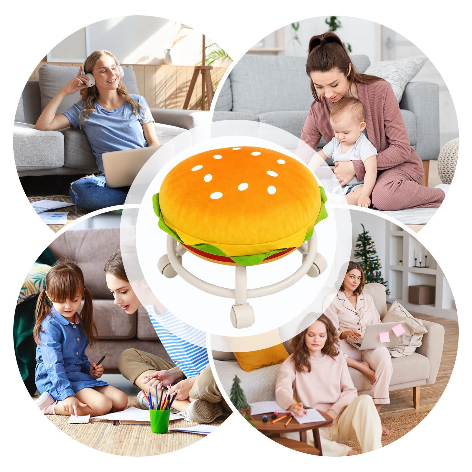 車輪付きスツール ソフトでキュートで快適なハンバーガー型装飾 - Home Decor On Wheels のレビューと価格