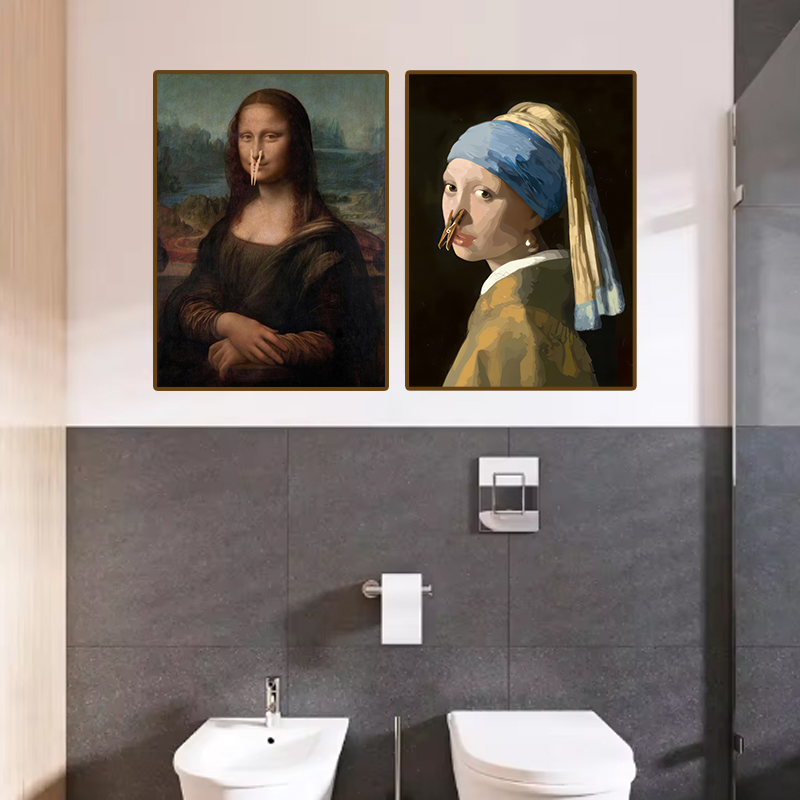 1ピース 面白い抽象的なバスルームトイレの家の装飾、額縁なし - Home Decor Design Interior のレビューと価格