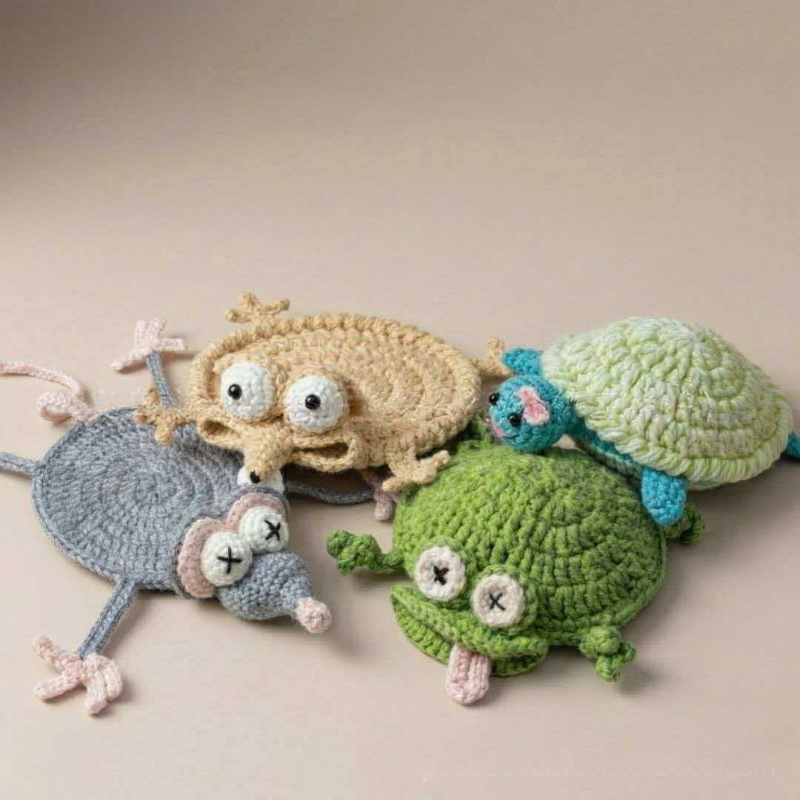 クリエイティブなかぎ針編みのトカゲコースター、楽しい手作りの - Yarn Home Decor のレビューと価格