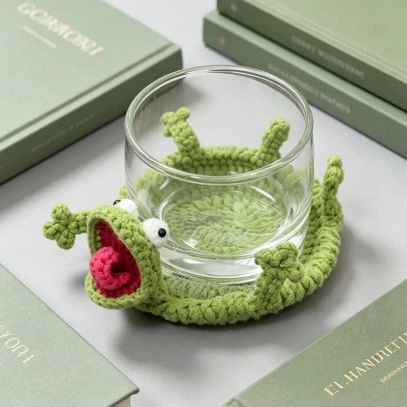 クリエイティブなかぎ針編みのトカゲコースター、楽しい手作りの - Yarn Home Decor のレビューと価格